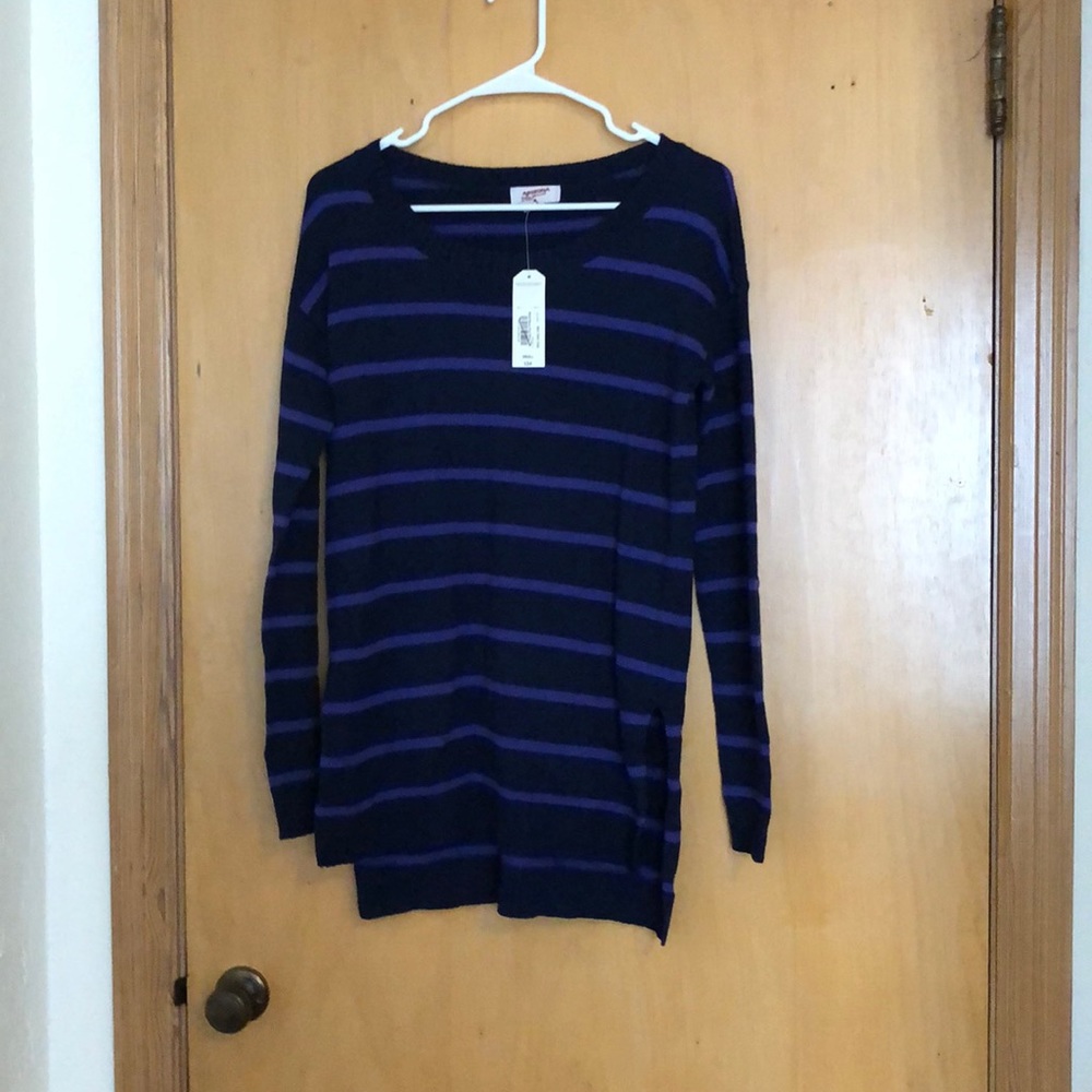 Purple and Navy Striped Sweater Tunic